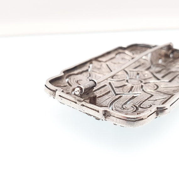 Antique Solid Silver Diamond Paste Brooch Art Dec… - image 7