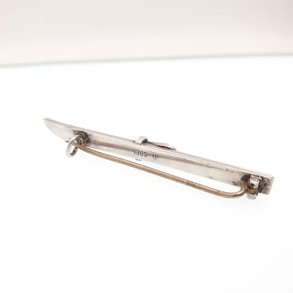 Antique Solid Silver MARIUS HAMMER Ski Brooch Pin… - image 7
