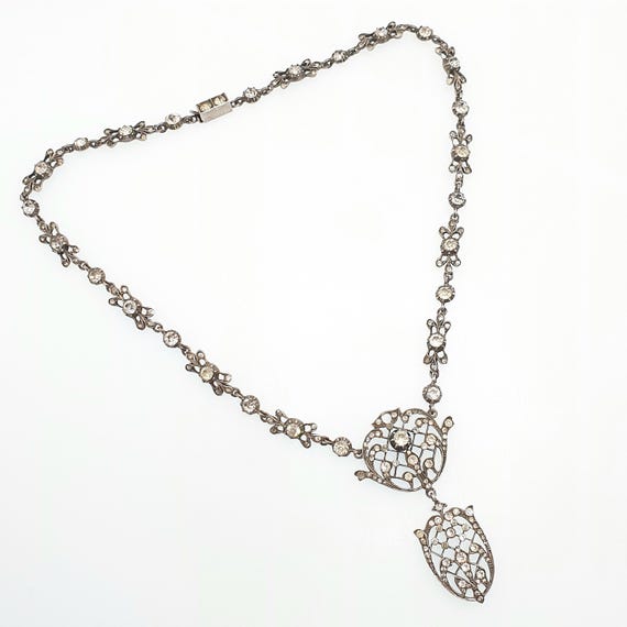 Antique Georgian Solid Silver Paste Necklace Lava… - image 3