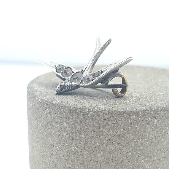 Antique Victorian Solid Silver Diamond Paste Bird… - image 4