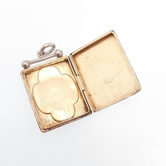 Antique Sterling Silver Locket Rectangular 1900 H… - image 4