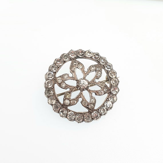 Antique Georgian Paste Solid Silver Star Brooch O… - image 2