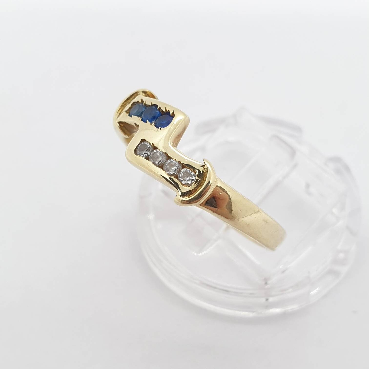 ヴィンテージ 14k 14ct サファイア CZ リング ソリッド 585