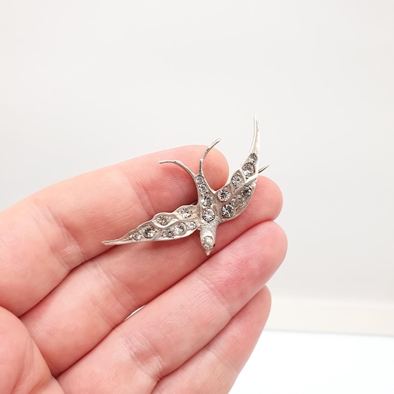 Antique Solid Silver Victorian Paste Bird Brooch … - image 4