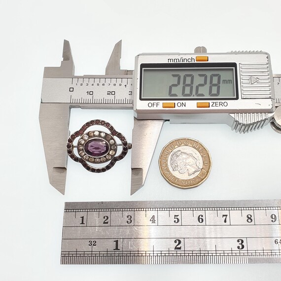 Antique Solid Silver Amethyst Paste Brooch Victor… - image 9