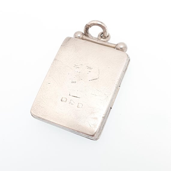 Antique Sterling Silver Locket Rectangular 1900 H… - image 5