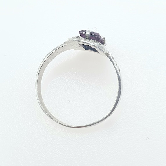 Antique Solid Silver Amethyst Paste Ring Rectagul… - image 7