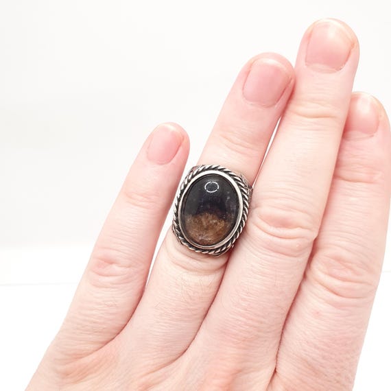 Antique Blue John Solid Silver Ring Victorian Art… - image 3