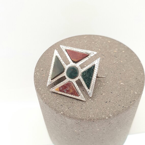 Antique Victorian Solid Silver Maltese Cross Broo… - image 2