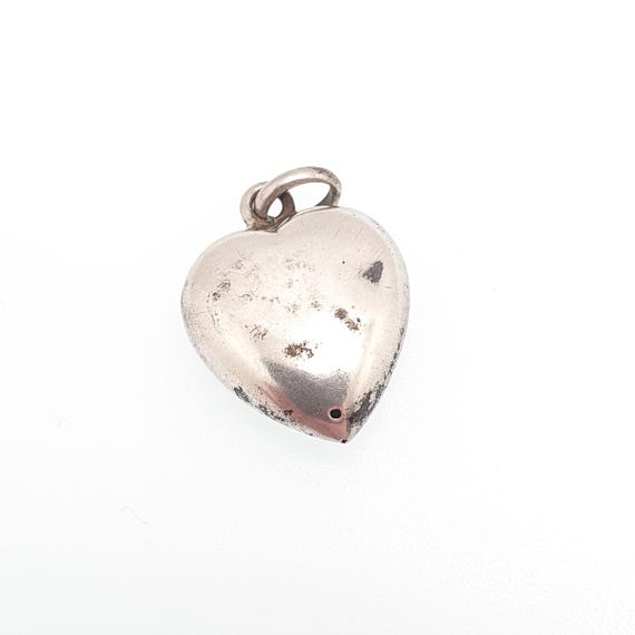 Antique Solid Silver Diamond Paste Heart Pendant … - image 5