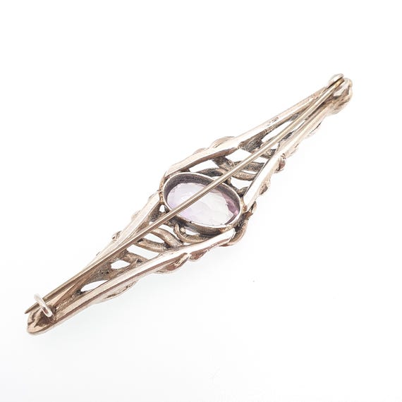 Antique Solid Silver Amethyst Brooch Genuine Real… - image 5