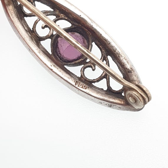 Antique Solid Silver Amethyst Paste Brooch Victor… - image 6