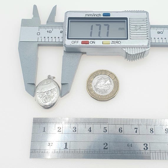 Antique Solid Silver Oval Locket Back and Front H… - image 7