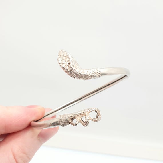 Antique Victorian Solid Silver Snake Bangle Brace… - image 4