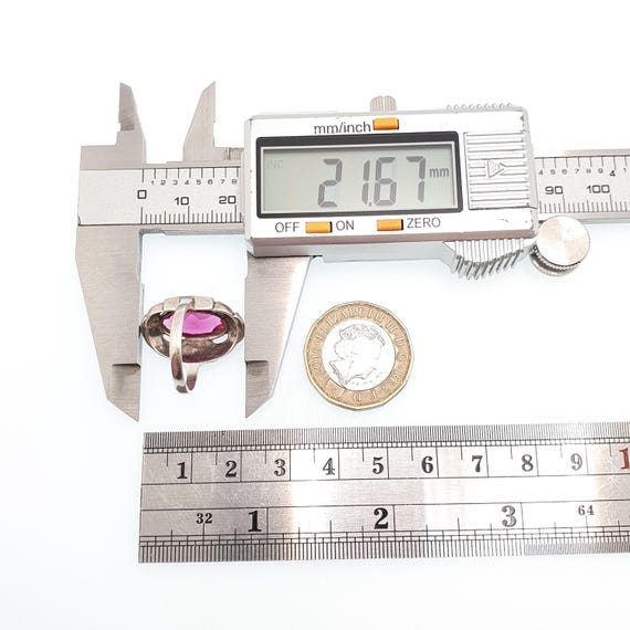 Antique Solid Silver Pink Paste Ring Marcasite Ar… - image 7