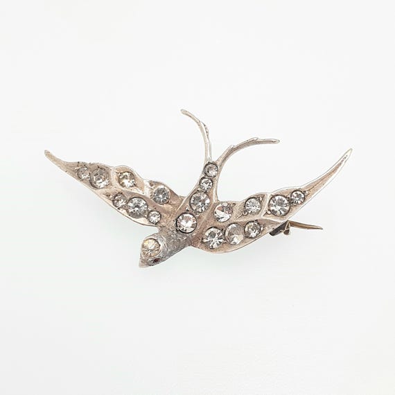 Antique Solid Silver Victorian Paste Bird Brooch … - image 2