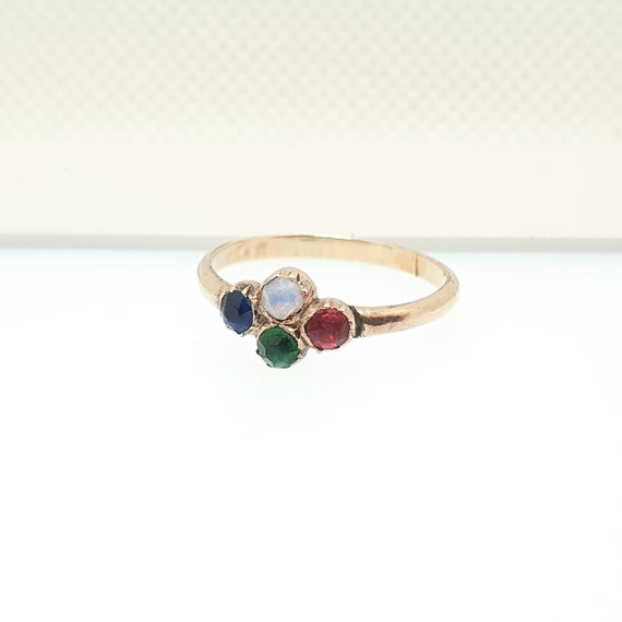 Antique Victorian 9ct Gold Emerald Ruby Sapphire … - image 5
