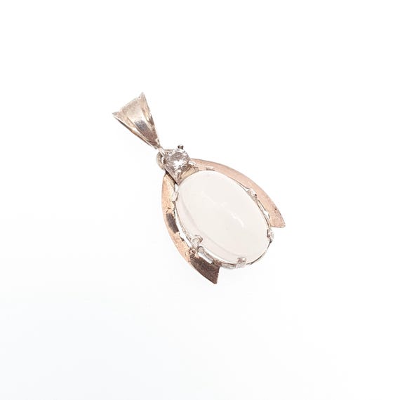 Antique Solid Silver Moonstone Wishbone Necklace … - image 5