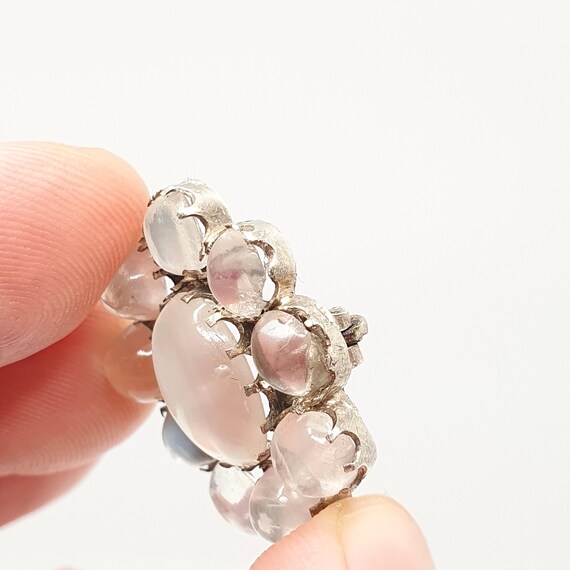 Antique Moonstone Solid Silver Brooch Cluster Hal… - image 5