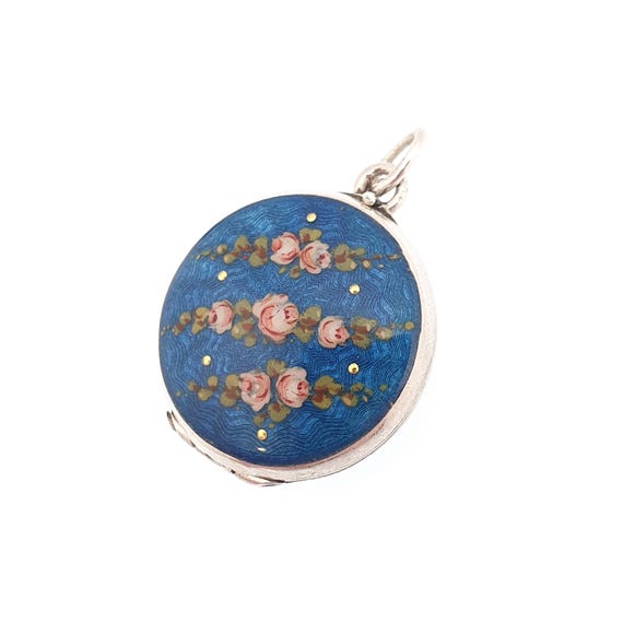 Antique Guilloche Enamel Solid Silver Locket Edwa… - image 3