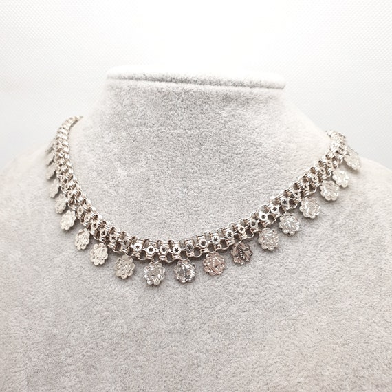 Antique Victorian Solid Silver Collar Necklace St… - image 2