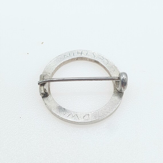 Antique Solid Silver Blue Enamel Circle Brooch Ed… - image 4