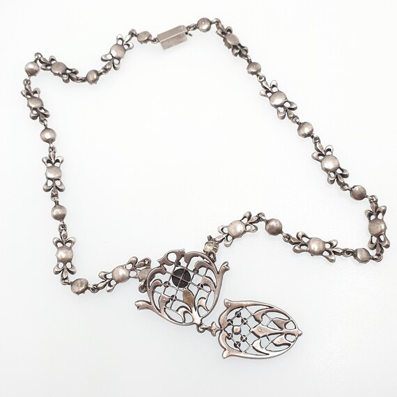 Antique Georgian Solid Silver Paste Necklace Lava… - image 11