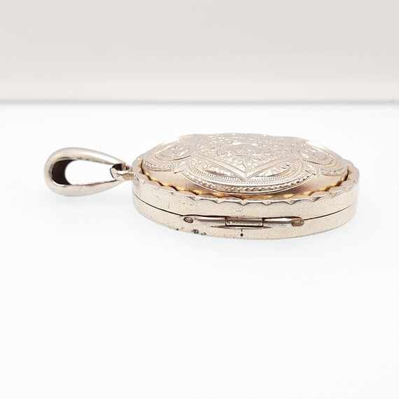 Antique Solid Silver Victorian Locket Dome Centre… - image 7