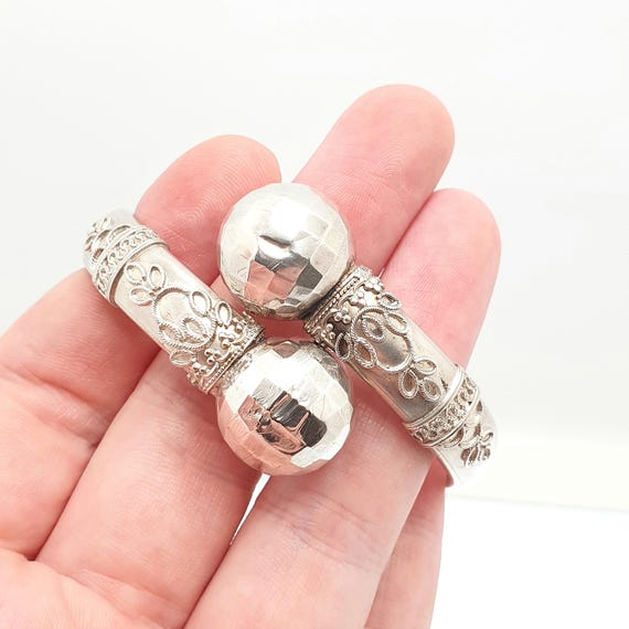 Antique Victorian Solid Silver Bypass Bangle Cros… - image 3