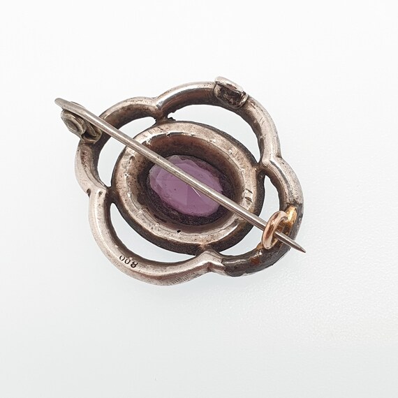 Antique Solid Silver Amethyst Paste Brooch Victor… - image 7