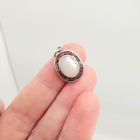 Antique Moonstone Solid Silver Necklace Pendant B… - image 3