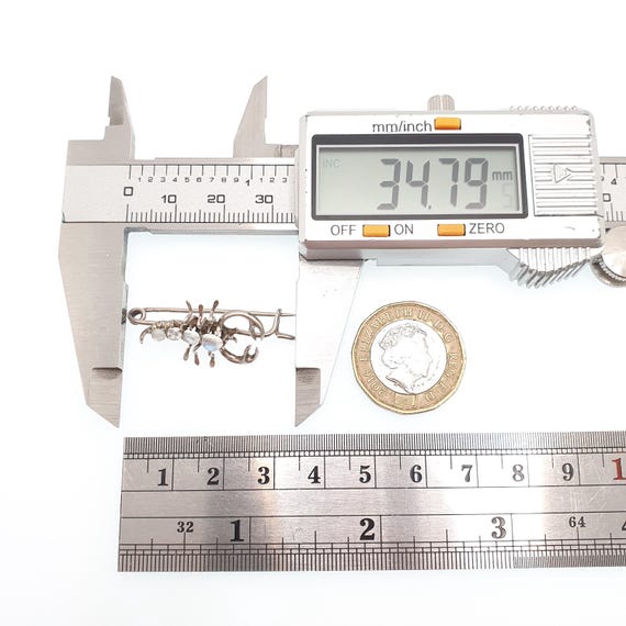 Antique Solid Silver Moonstone Scorpion Brooch Sc… - image 7