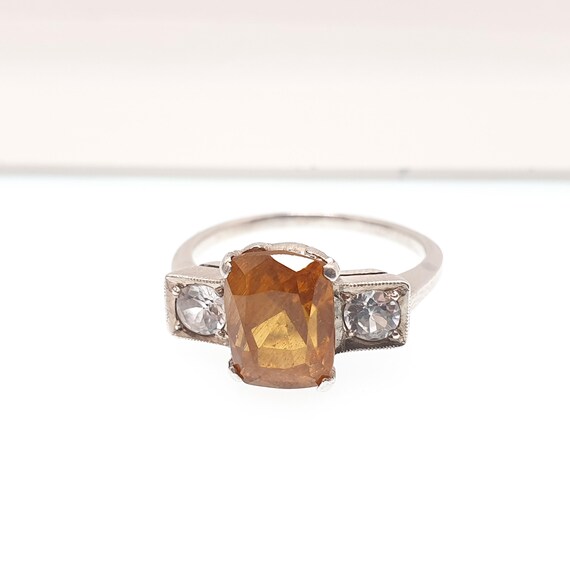 Antique Spessartite Garnet Solid Silver Ring Whit… - image 5