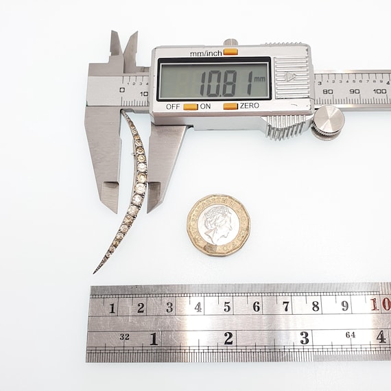 Antique Solid Silver Diamond Paste Crescent Moon … - image 10