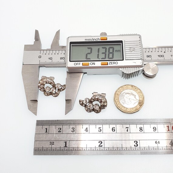 Antique Solid Silver Diamond Paste Earrings Art D… - image 8