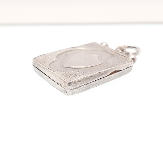 Antique Sterling Silver Locket Rectangular 1900 H… - image 9