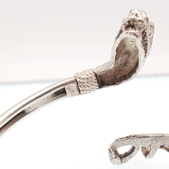 Antique Victorian Solid Silver Snake Bangle Brace… - image 7