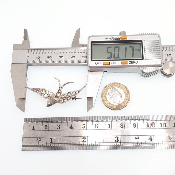 Antique Solid Silver Victorian Paste Bird Brooch … - image 9