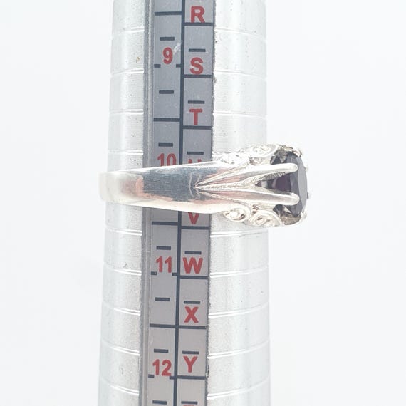 Vintage Solid Silver Garnet Gypsy Ring Solitaire … - image 8