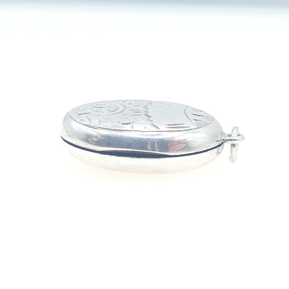 Antique Solid Silver Oval Locket Back and Front H… - image 5