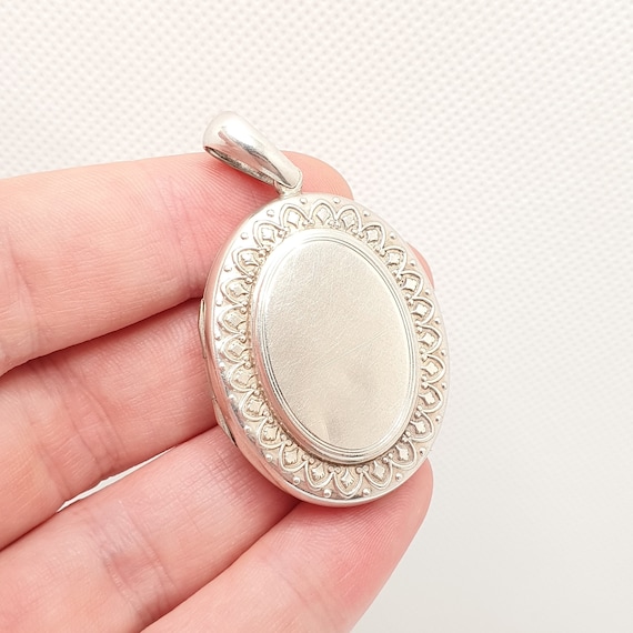 Antique Victorian Solid Silver Locket Large Big S… - image 1