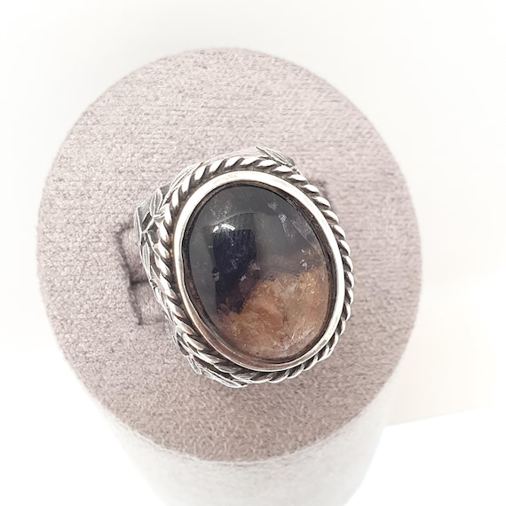 Antique Blue John Solid Silver Ring Victorian Art… - image 2