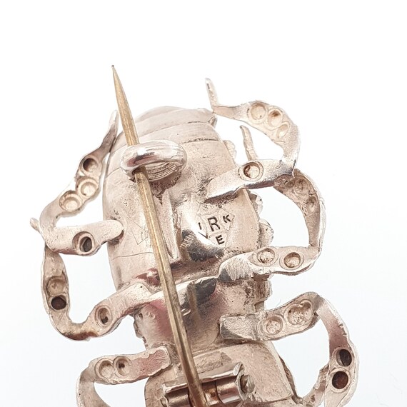 Antique Victorian Solid Silver Scarab Beetle Broo… - image 7