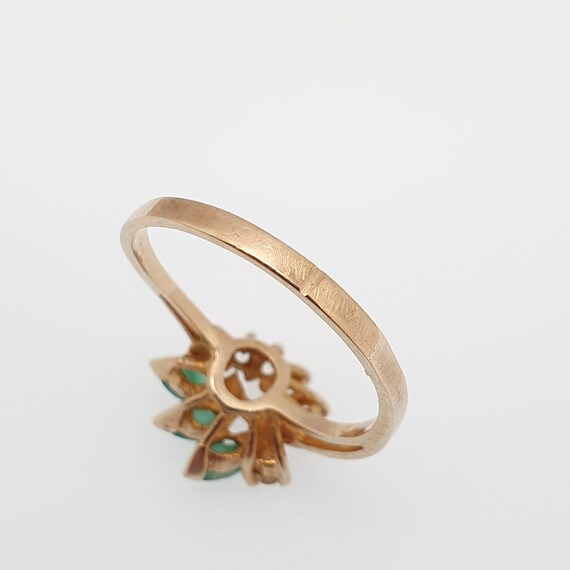 Vintage 14k Gold Emerald Cluster Ring White Spine… - image 8