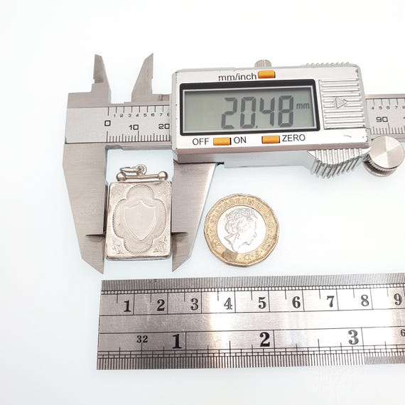 Antique Sterling Silver Locket Rectangular 1900 H… - image 14