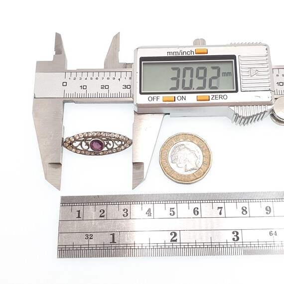 Antique Solid Silver Amethyst Paste Brooch Victor… - image 7