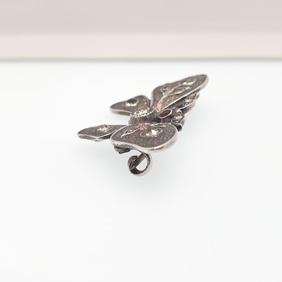 Antique Victorian Solid Silver Butterfly Brooch D… - image 5