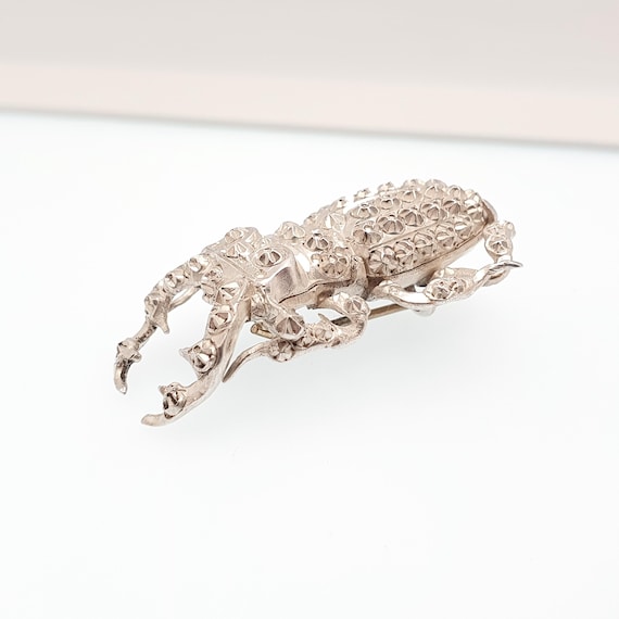 Antique Victorian Solid Silver Scarab Beetle Broo… - image 5