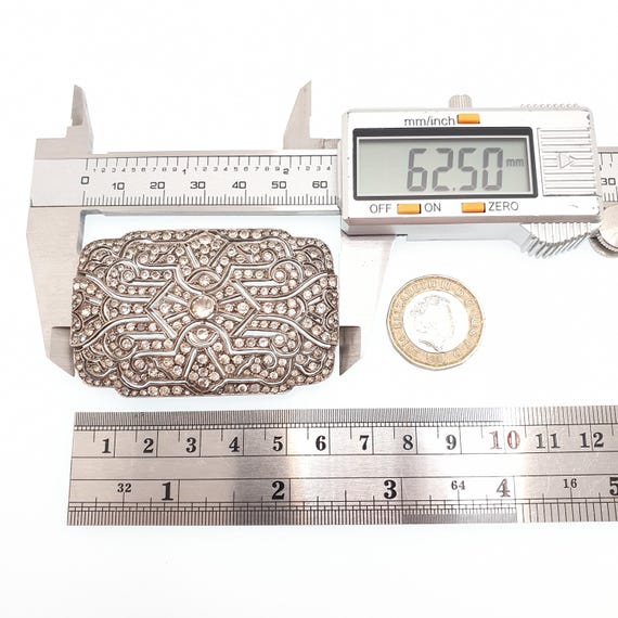 Antique Solid Silver Diamond Paste Brooch Art Dec… - image 8