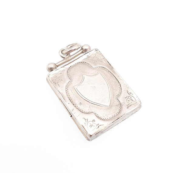 Antique Sterling Silver Locket Rectangular 1900 H… - image 2